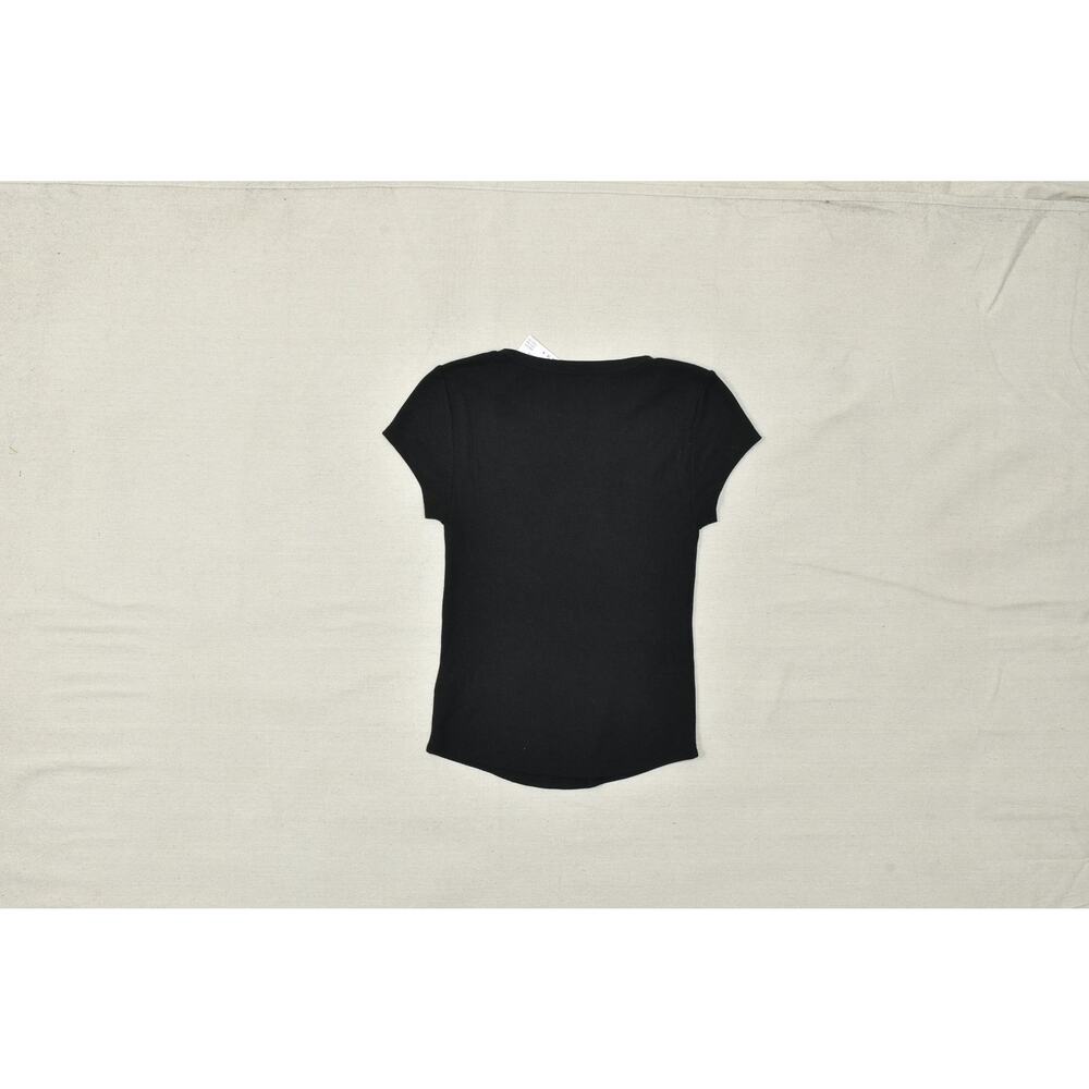 American Eagle Women's Medium Black Waffle Knit Short Sleeve T-Shirt NWT - Picture 8 of 8